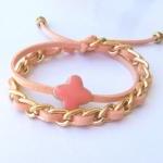 Coral Peach Pastel Double W..