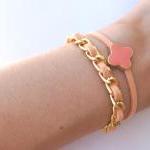 Coral Peach Pastel Double W..