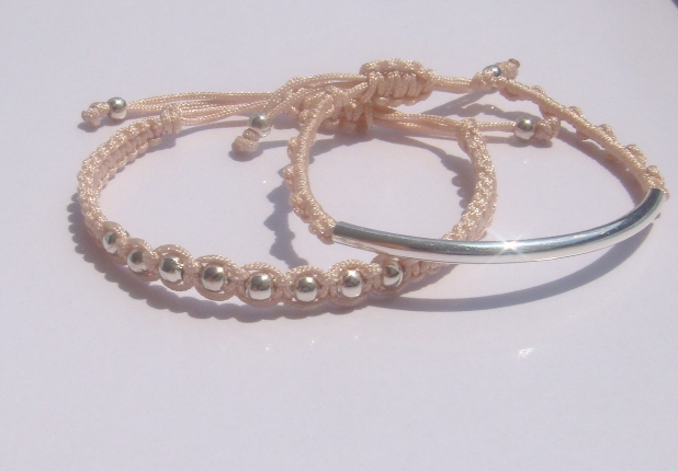 Soft Peach Pastel Beaded Friendship Bracelets Playful Summer Fun SET OF TWO